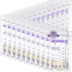 Newwiee 8 oz breastmilk storage bags in a 300-count pack, ready for daily milk storage.