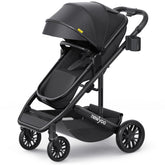 Newyoo Nestro 516M convertible stroller in recline mode supports newborn comfort during outings.