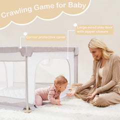 Nezmdi baby playpen 360-vision view enables parents to watch little ones from any angle.