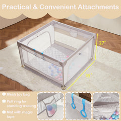 Nezmdi baby playpen soft mesh fence conveys breathable safety for curious toddlers.