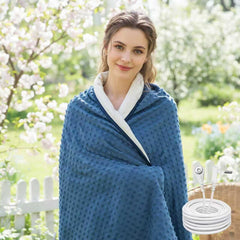 NHIDKU grounding throw navy folded for cozy lounging on bed or sofa