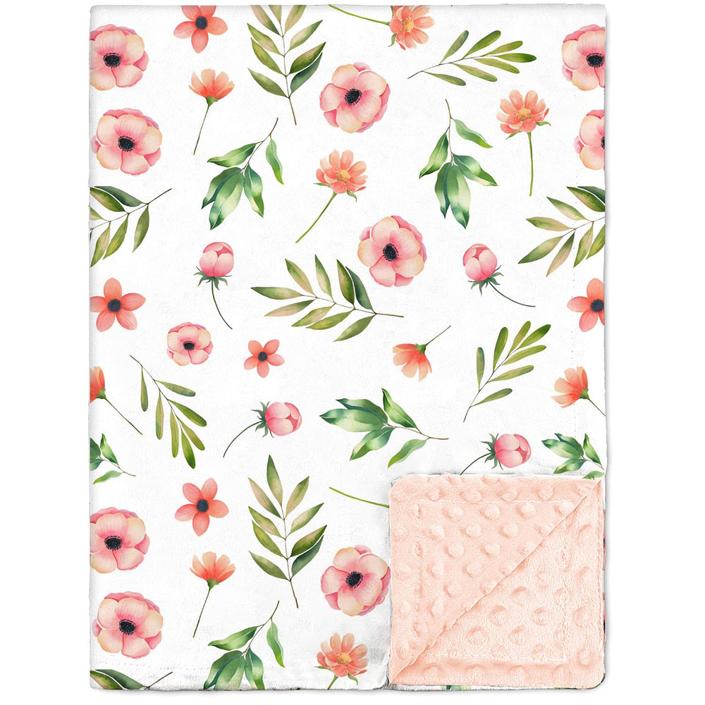 Nialnant floral baby blanket front view shows plush softness for cozy naps.