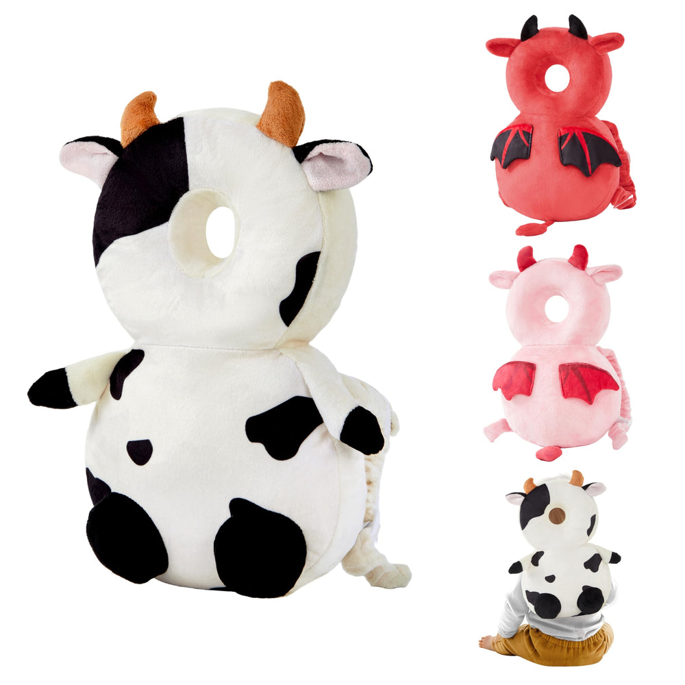 NICE CHOICE cow-pattern baby head back protector back view with soft cushioning for gentle falls.