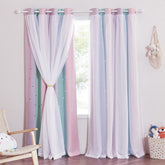 NICETOWN blackout with ombre sheer layer close-up showcasing layered privacy and elegance