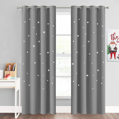 NICETOWN cutout-stars curtains for kids room show star-shaped light cuts for dreamy day-to-night ambiance.