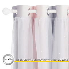 NICETOWN grommet-top star curtains in pink and grey for nursery setup