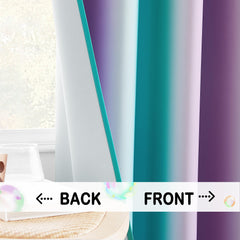 NICETOWN Kids blackout curtains teal purple ombre closeup fabric texture and drape