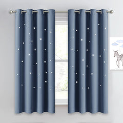 NICETOWN kids curtains star laser-cut design filters light for magical room ambiance.