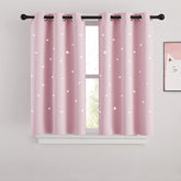 NICETOWN pink star-cutout curtains front view for a dreamy girls’ bedroom ambiance.