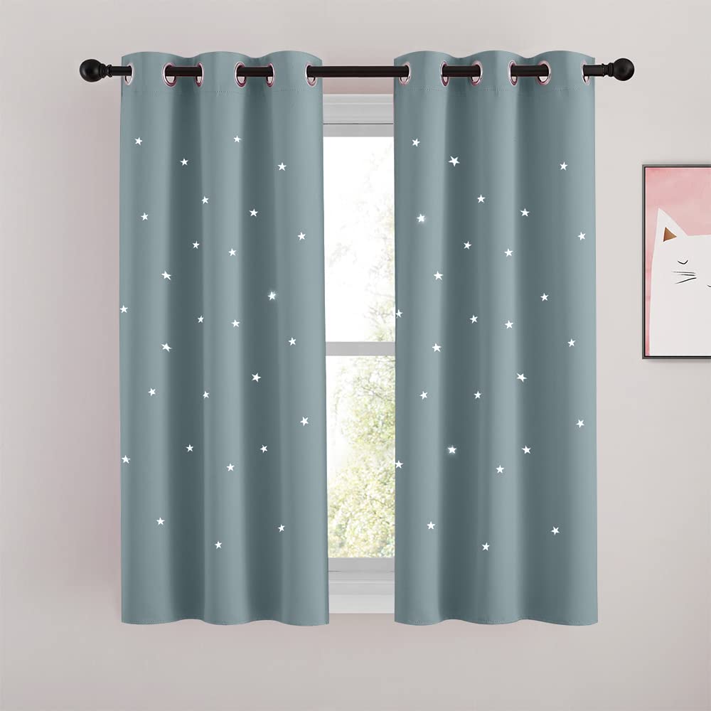 NICETOWN star blackout curtains on window provide cozy room-darkening ambience for kids room