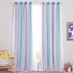 NICETOWN star curtains gradient stars dawn emphasize soft light diffusion.
