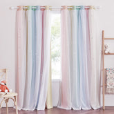 NICETOWN Star Curtains for kids room with hollow-star design creates twinkling light patterns.