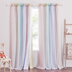 NICETOWN Star Curtains for kids room with hollow-star design creates twinkling light patterns.