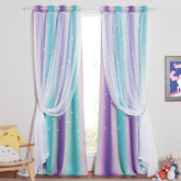 NICETOWN star curtains teal purple mermaid pair create a playful, immersive nursery or kids’ room ambiance.
