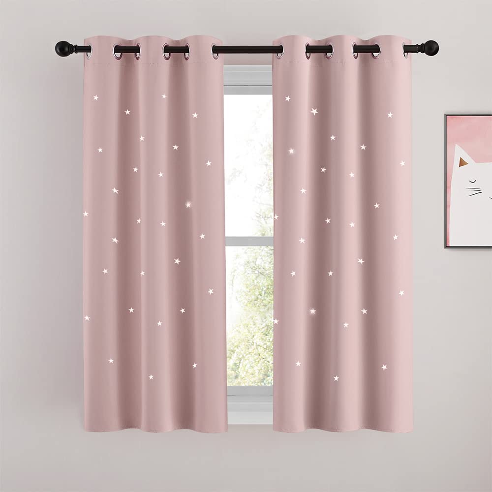 NICETOWN star hollow-out curtains show a stars pattern in a kids room window for cozy ambiance