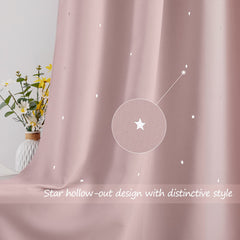 Closeup of NICETOWN star hollow-out curtains fabric showcasing softness and quality