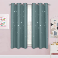 NICETOWN Stars Curtains closeup of star cutouts creating a dreamy night-light effect.