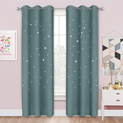 NICETOWN Twinkle Curtains hollow stars close-up for cozy starry ambiance