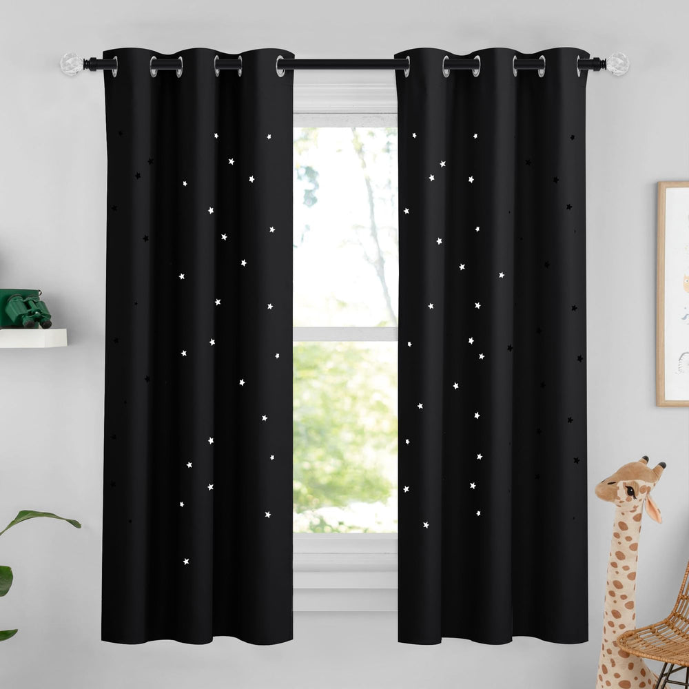 nicetown twinkle curtain with hollow stars adds cozy starry light and privacy to kids' room