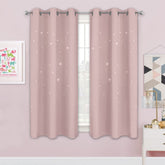 NICETOWN Twinkle star-cutouts pink curtains filtering soft light for nursery ambiance