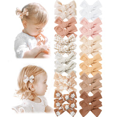 Niceye baby hair clips closeup shows tiny bows with gentle, fully lined clips for delicate hair