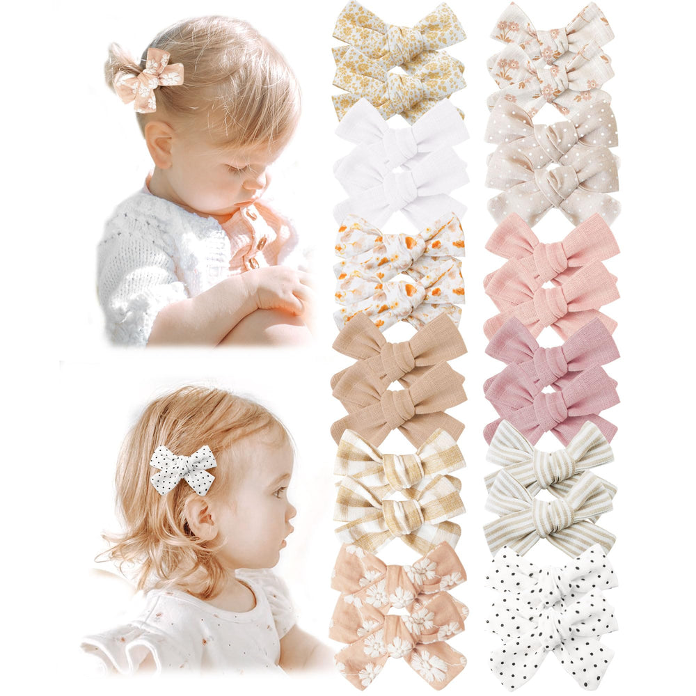 Niceye baby hair clips with floral embroidery, 24-piece set for coordinated outfits and easy styling.