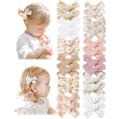 Niceye baby hair clips with floral embroidery, 24-piece set for coordinated outfits and easy styling.