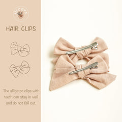 Niceye cotton-linen bows with soft fabric for delicate hair comfort.
