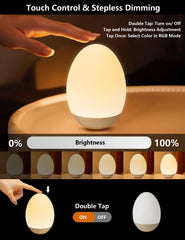 NICKLUC Egg Night Light dimming control close-up, precise brightness.
