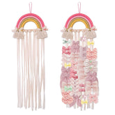 Nicrolandee rainbow tassels hair bows holder on wall keeps clips organized and accessible.