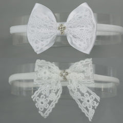 Nihao Baby Off White Lace Bow Headband large bow detail for special occasions