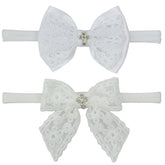 Nihao Baby Off White Lace Bow Headband small bow detail for baptism-ready look