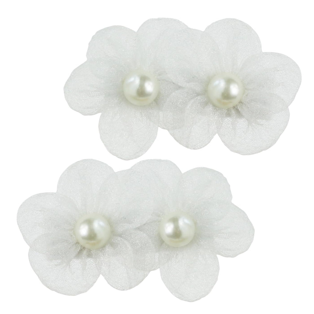 Nihao Baby white flower hair clip closeup for christening outfits