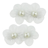 Nihao Baby white flower hair clip closeup for christening outfits