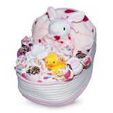 Nikki's Gift Baskets bassinet giftset pink, ready-to-display keepsake for newborns