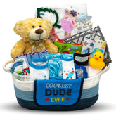 Nikki's Gift Baskets Bundle of Joy plush bear for comforting cuddles.