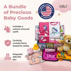 Nikki's Gift Baskets plush bear adds soft comfort for nap-time cuddles.