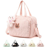 NIKUKY diaper bag tote fabric close-up highlights durable quilted nylon for daily use.