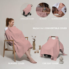 Nilsa adjustable back strap demonstrates comfortable secure wear during feeds