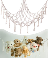 NingHoms stuffed animal hammock in corner holds plush toys while keeping floors clear.