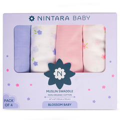 NINTARABABY pack of 4 swaddles front view for versatile newborn swaddling and gifting