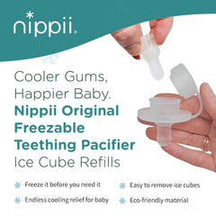Nippii cooling relief demonstrated with tray for gentle gum soothing.