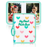 Niselity baby photo book cover green with soft fabric for gentle handling.