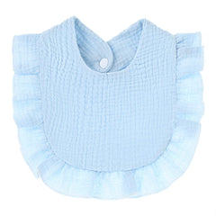 Nishine bib closeup shows breathable cotton for gentle skin contact.