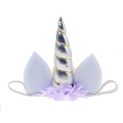 Nishine baby unicorn horn headband elastic fit for babies in photoshoots.