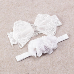 Nishine chiffon flower headband with rhinestones adds baby’s charm