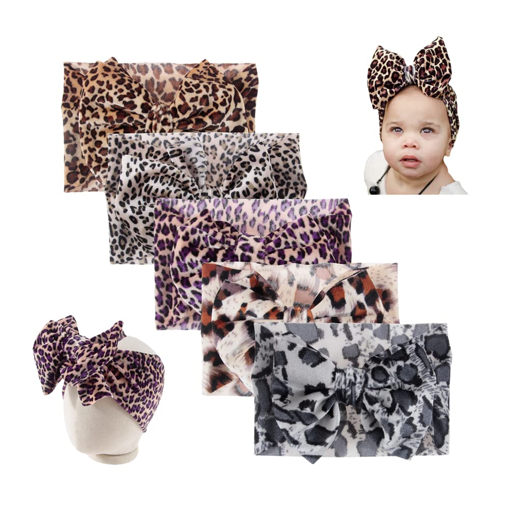 Nishine leopard headwrap knot bow for stylish baby photo moments