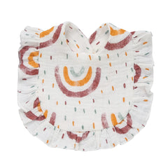 Nishine Rainbow Bib Set close-up of soft fabric highlighting breathable comfort.