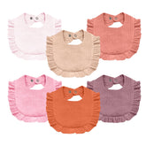 NISXABEBE Baby Muslin Bibs front view shows six-color pack for everyday wear.