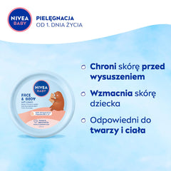 NIVEA Baby Soft Cream texture swirls indicate light, non-greasy moisture.
